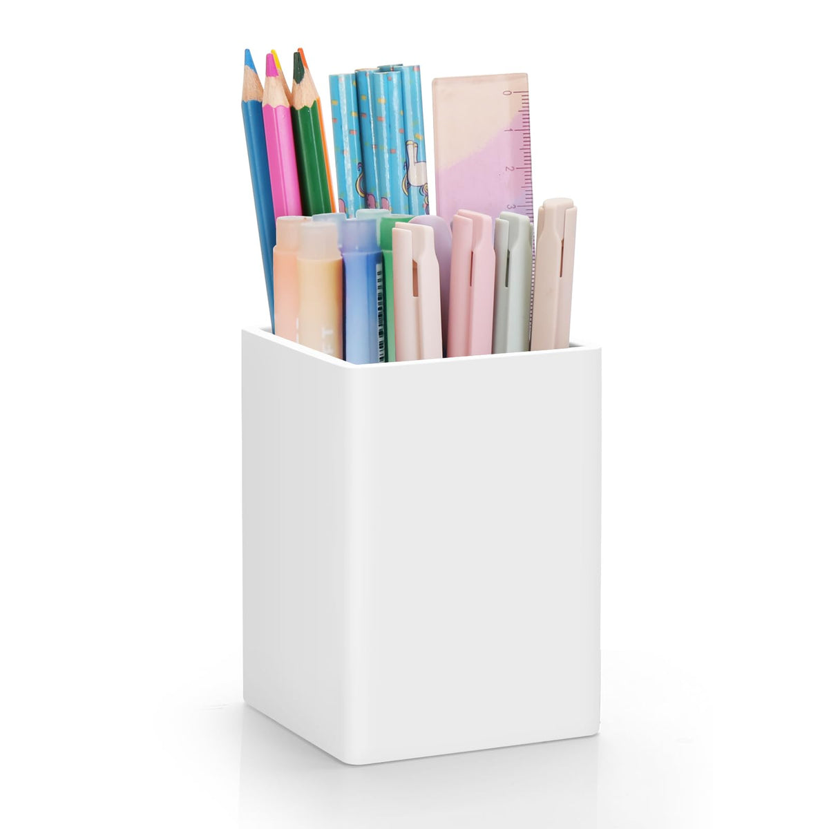 Pen Holder for Desk,Nordic Elegance Square Silicone Pencil Holder Soft Minimalist Desk Pen Cup Stand Waterproof Multifunctional Office Supplies for Home,Kids and School(Black)