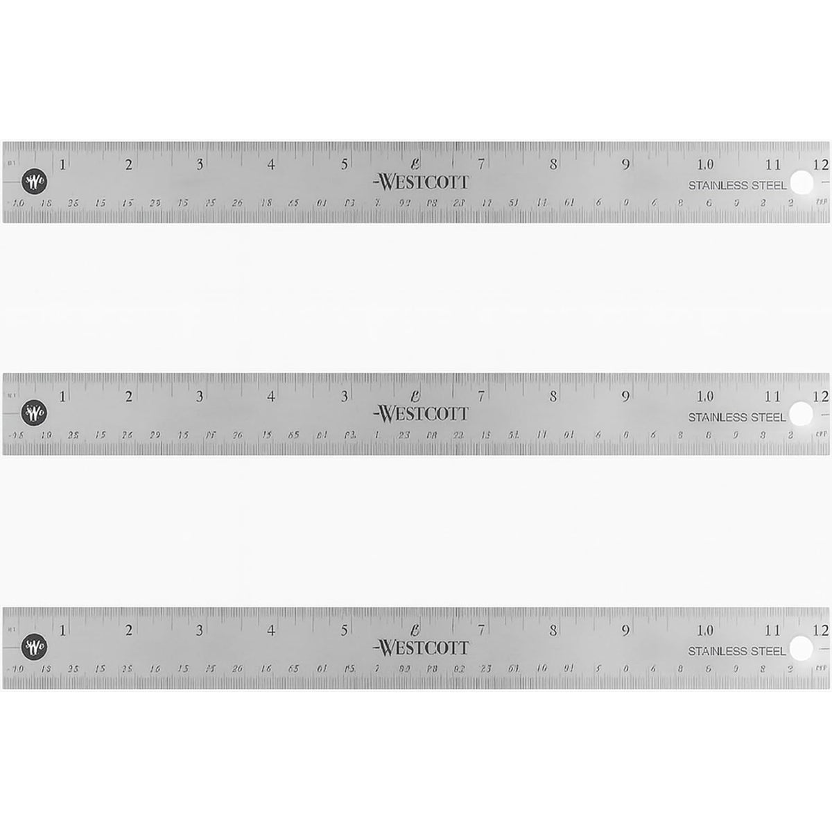 Westcott 10415 Stainless Metal Ruler with Non-Slip Cork Base, 12-Inch