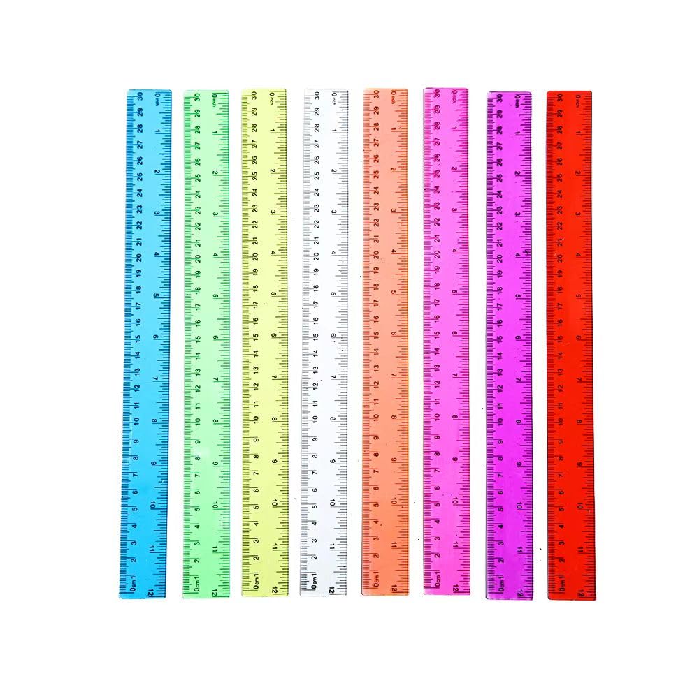 Rulers with Holes for Three-Ring Binders for School Supplies, Flexible Ruler 12 Inch for Classroom, Matrix Ruler Clear 6 Pack
