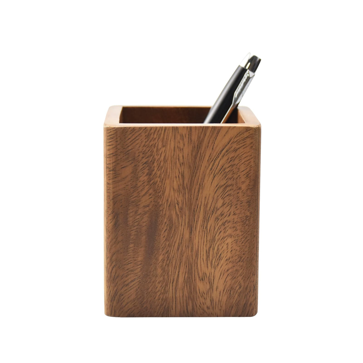 Walnut Wooden Pencil Holder Cup for Desk Natural Wood Pen Holder Stand for Office Home (Square)