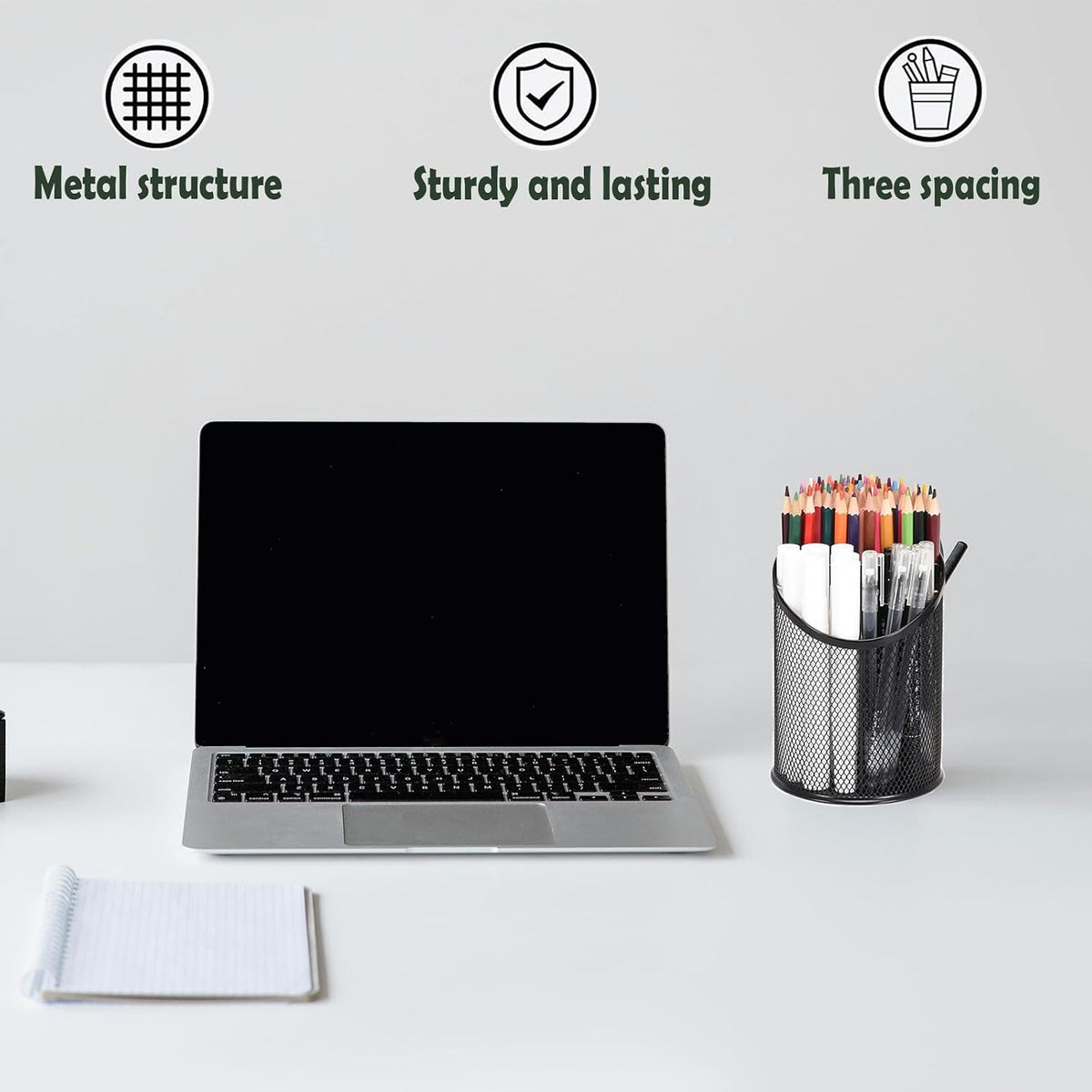 MINDEPOT 2 Pack Pencil Holder Pen Cup for Desk Round Pen Organizer