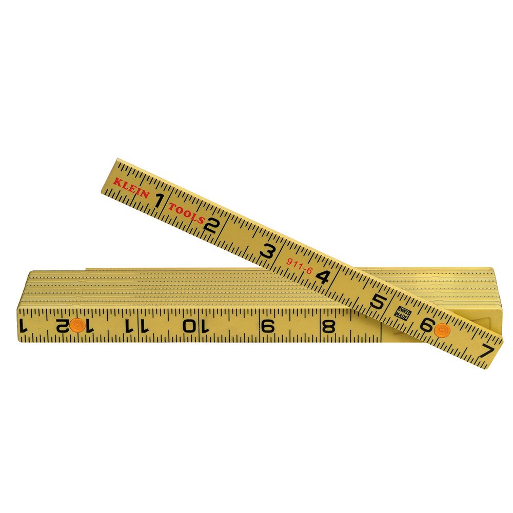 Klein Tools 910-6 Folding Ruler 6-Foot, Durable Fiberglass, Inside Reading