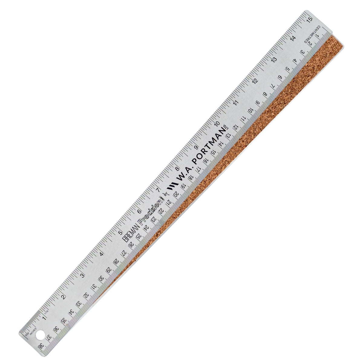 WA Portman Metal Ruler 12'', Metric Edge Corkback Stainless Steel Ruler
