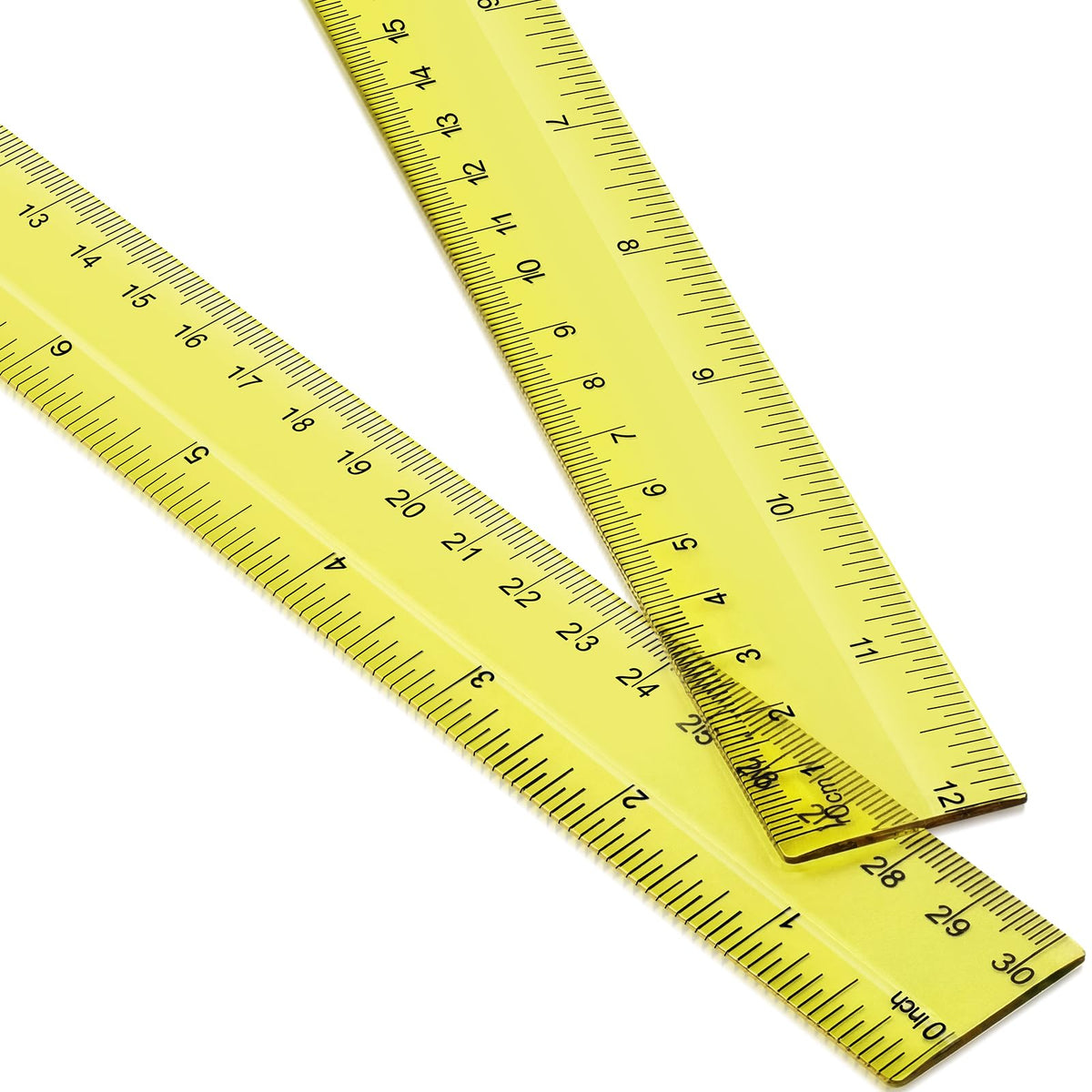 EBOOT 2 Pack Plastic Ruler Straight Clear Measuring Tool, Pink, 12 Inch