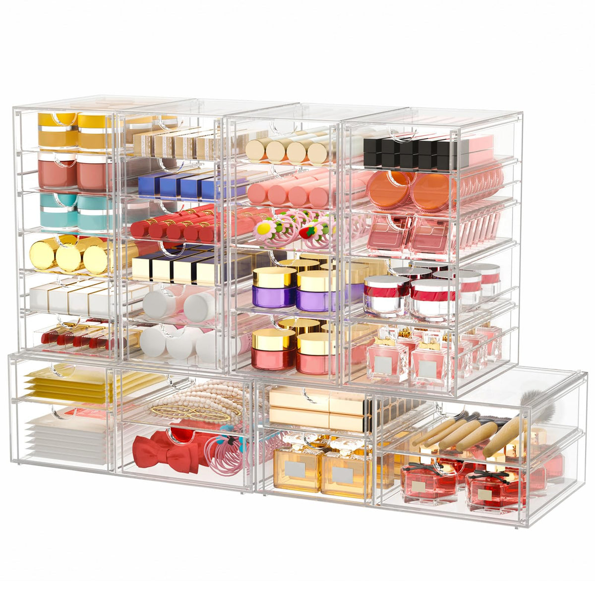 caktraie Acrylic16-Drawer Storage & Makeup Organizer for Desk