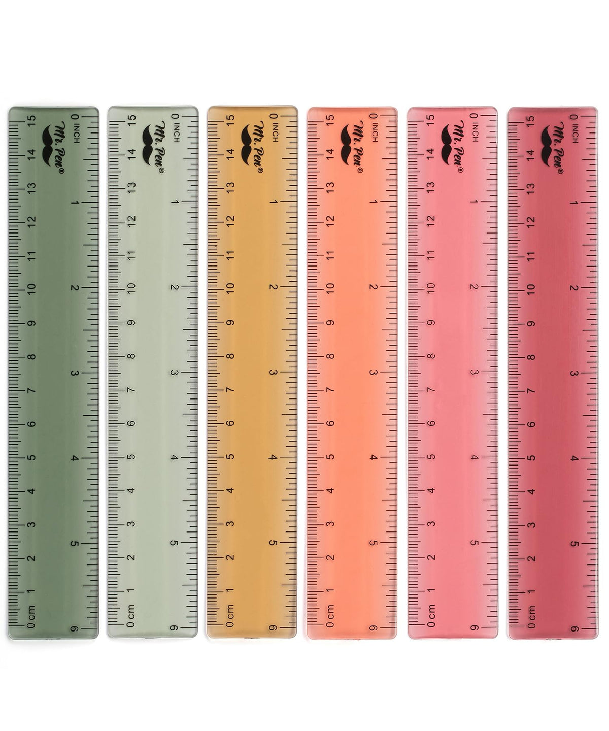 Mr. Pen- Plastic Ruler Set, 6 Pack, 12 Inch, Pastel Colors