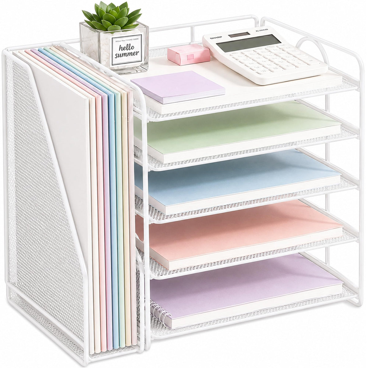 OPNICE Desk Organizer, 6-Tier Paper Organizer Letter Tray, Gold