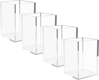 NIUBEE Acrylic Pen Holder for Desk, Clear Pencil Cup Organizer 2 Packs