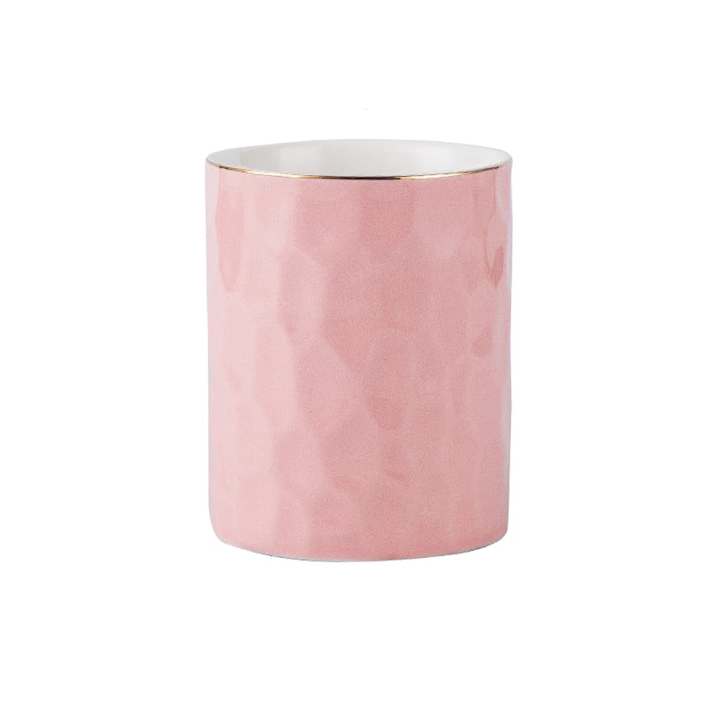 Ceramic Pen Holder Stand Cup Pencil Holder Organizer Makeup Brush Holders for Home Office Desk (Pink)