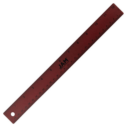 JAM PAPER Strong Aluminum Ruler - 12 Inch - Metal Ruler with Non-Skid Cork Backing - Lime Green - Sold Individually