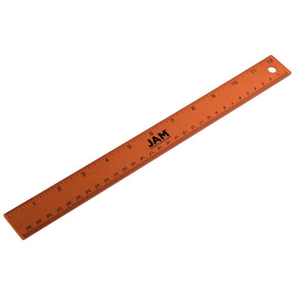 JAM PAPER Strong Aluminum Ruler - 12 Inch - Metal Ruler with Non-Skid Cork Backing - Lime Green - Sold Individually
