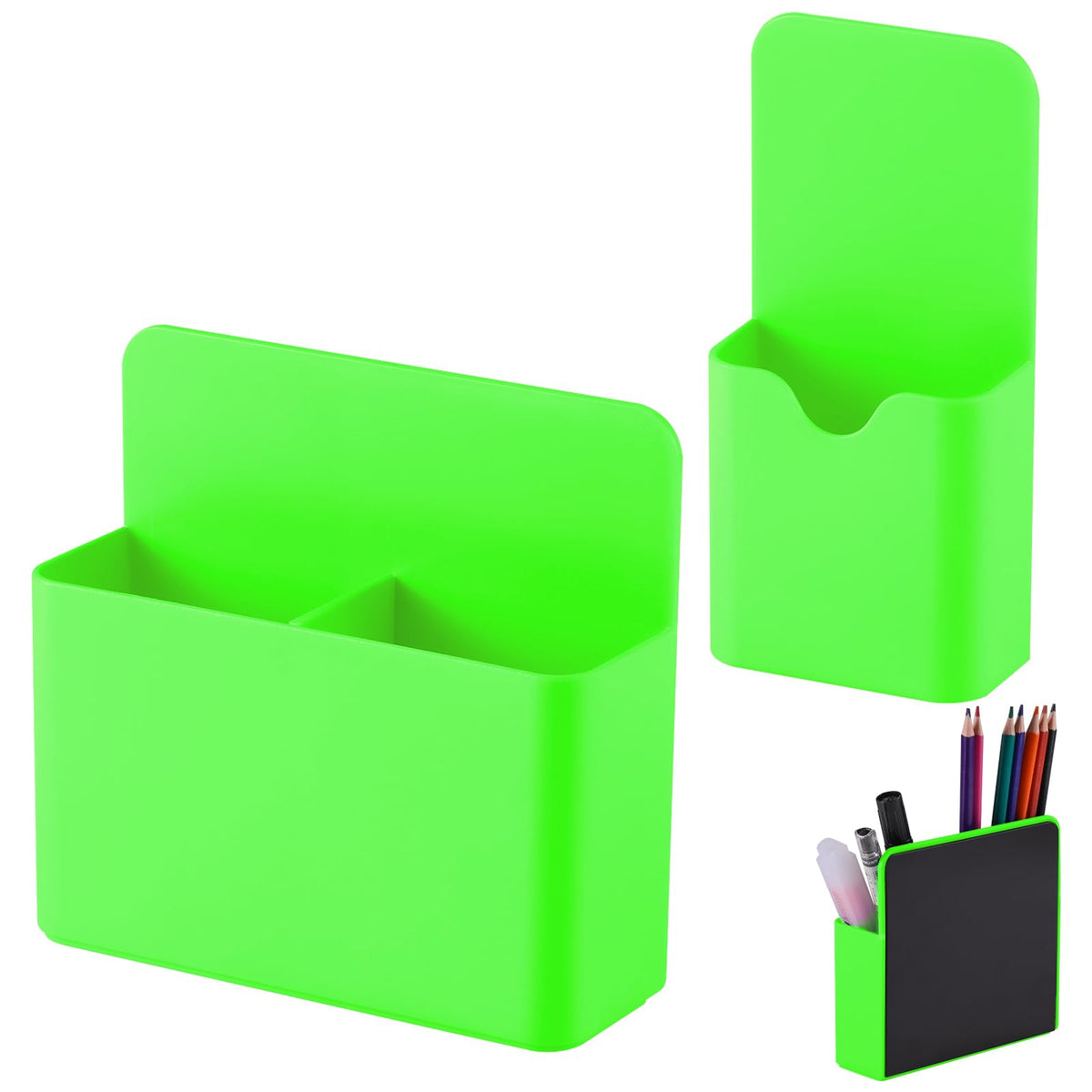 KITANIS Magnetic Pen Holder,2 Pack Magnetic Dry Erase Marker Holder with Generous Compartments,Strong Magnet Storage Marker Pen Pencil Organizer for Refrigerator,Whiteboard,Locker Accessories