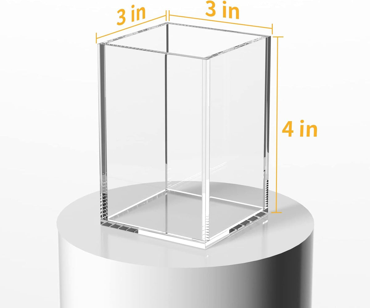 NIUBEE Acrylic Pen Holder for Desk, Clear Pencil Cup Organizer 2 Packs