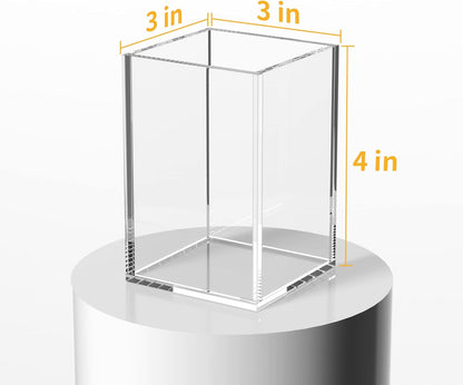 NIUBEE Acrylic Pen Holder for Desk, Clear Pencil Cup Organizer 2 Packs