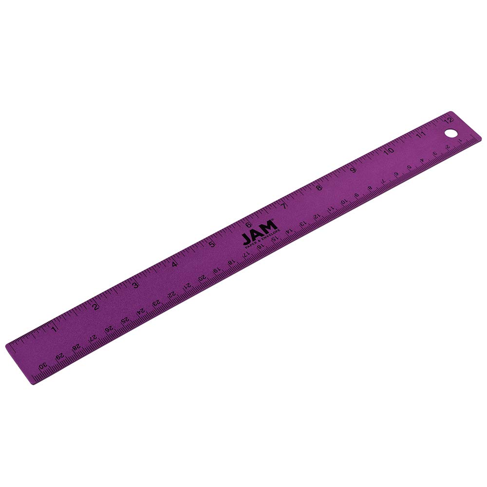 JAM PAPER Strong Aluminum Ruler - 12 Inch - Metal Ruler with Non-Skid Cork Backing - Lime Green - Sold Individually