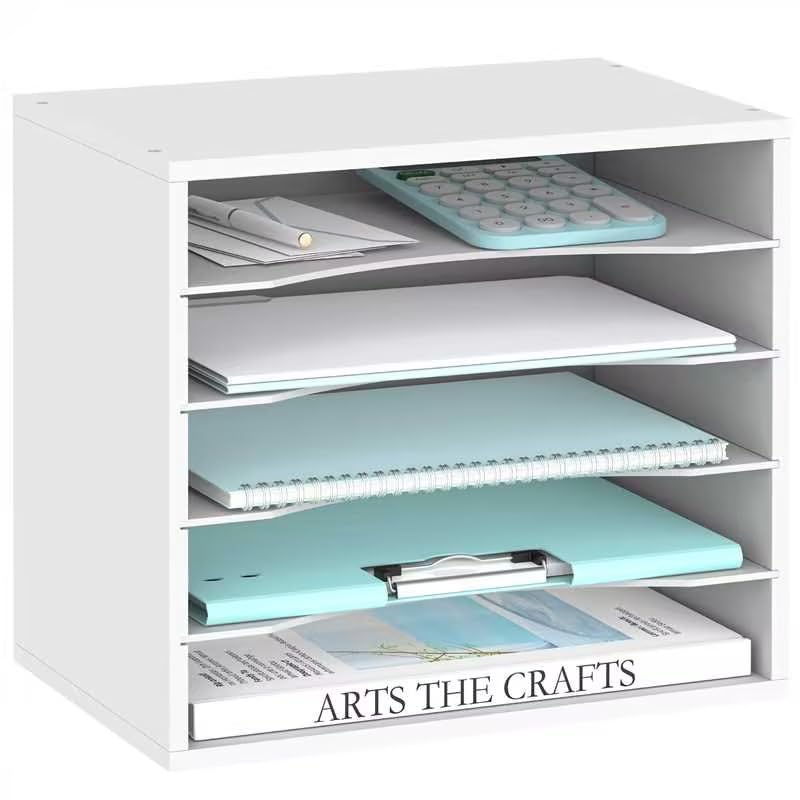 3 Tier Wood Desk Organizer, Mail Sorter and Paper Organizer for Desk, Black