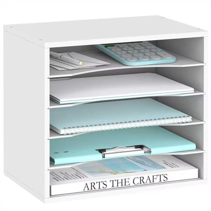 3 Tier Wood Desk Organizer, Mail Sorter and Paper Organizer for Desk, Black