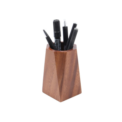 Walnut Wooden Pencil Holder Cup for Desk Natural Wood Pen Holder Stand for Office Home (Square)
