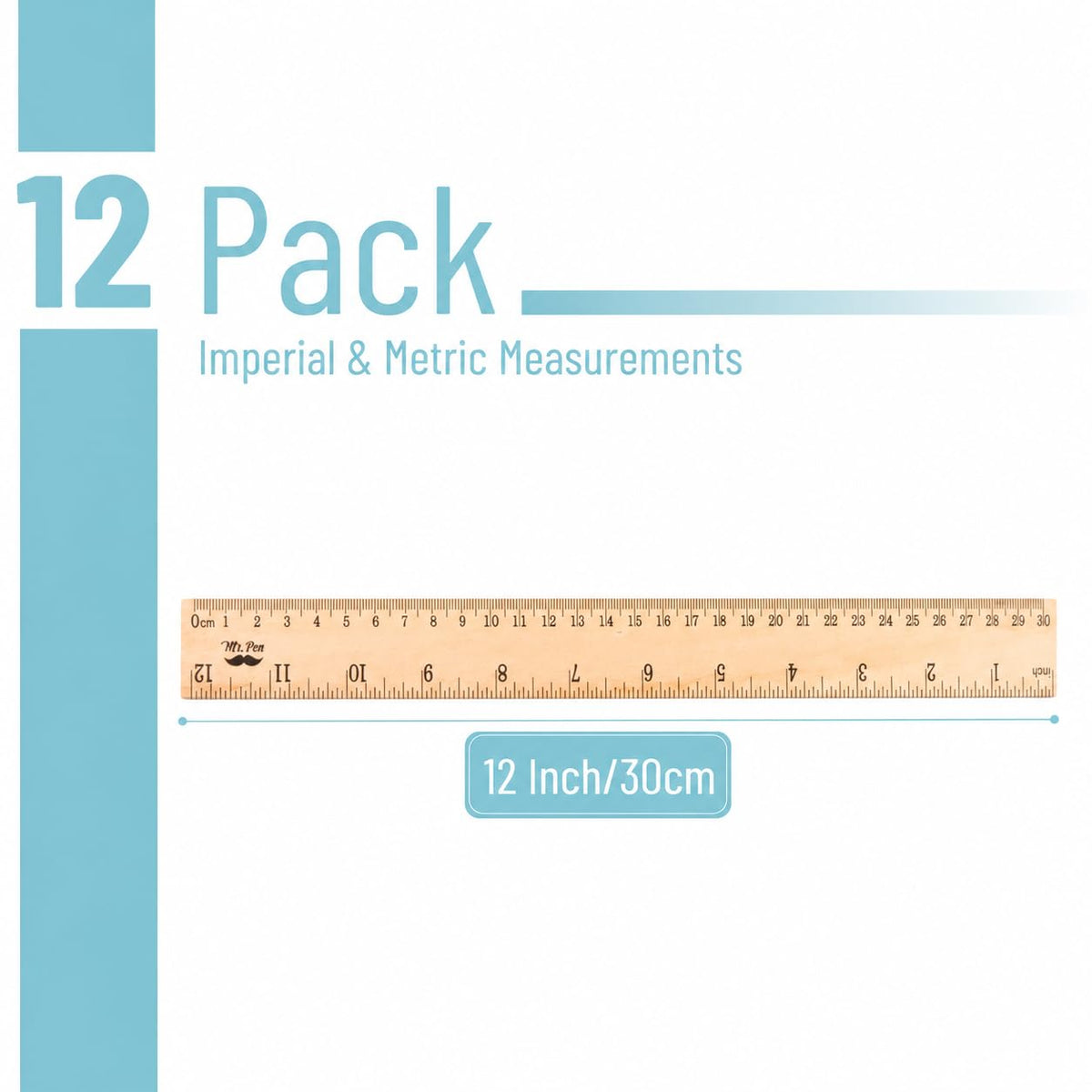 Mr. Pen- Wooden Rulers, 12 Inch, 12 Pack, Inches & Centimeters, Durable Wood Measuring Rulers Bulk for School, Office, Crafting, Drawing, Classroom Supplies & Student Use