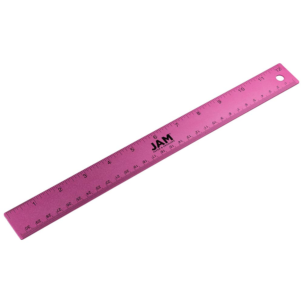 JAM PAPER Strong Aluminum Ruler - 12 Inch - Metal Ruler with Non-Skid Cork Backing - Lime Green - Sold Individually