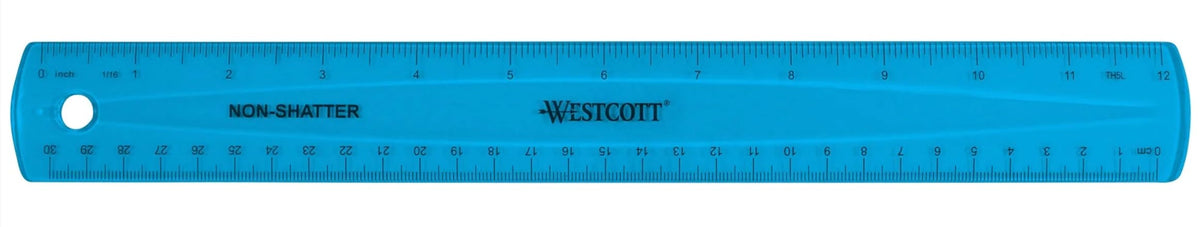 Westcott Shatterproof Ruler, 12-Inch, Green, 16012