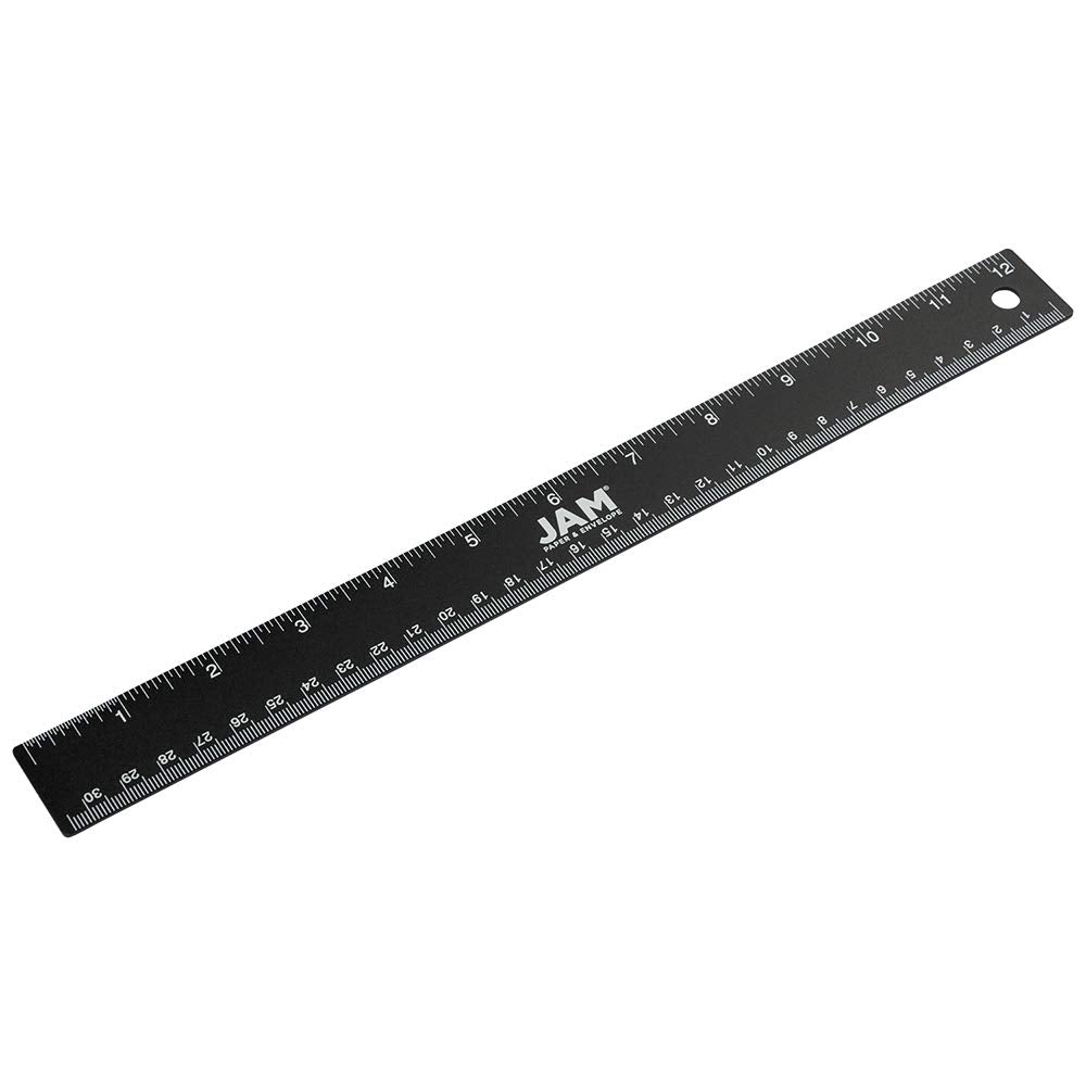 JAM PAPER Strong Aluminum Ruler - 12 Inch - Metal Ruler with Non-Skid Cork Backing - Lime Green - Sold Individually
