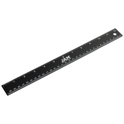 JAM PAPER Strong Aluminum Ruler - 12 Inch - Metal Ruler with Non-Skid Cork Backing - Lime Green - Sold Individually