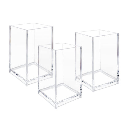 Newkita 3 Pack Clear Acrylic Cosmetic Pencil Pen Holder Cup, Clear Makeup Brush Holder, Desk Acrylic Brushes Storage