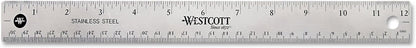 Westcott 10415 Stainless Metal Ruler with Non-Slip Cork Base, 12-Inch