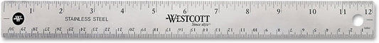 Westcott 10415 Stainless Metal Ruler with Non-Slip Cork Base, 12-Inch