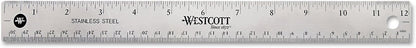 Westcott 10415 Stainless Metal Ruler with Non-Slip Cork Base, 12-Inch