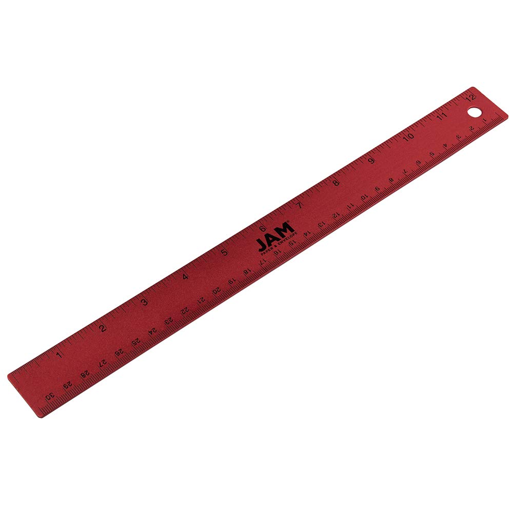 JAM PAPER Strong Aluminum Ruler - 12 Inch - Metal Ruler with Non-Skid Cork Backing - Lime Green - Sold Individually
