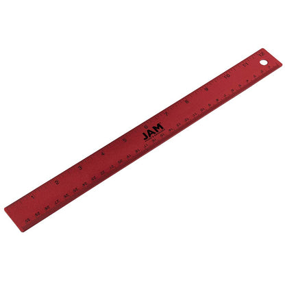 JAM PAPER Strong Aluminum Ruler - 12 Inch - Metal Ruler with Non-Skid Cork Backing - Lime Green - Sold Individually