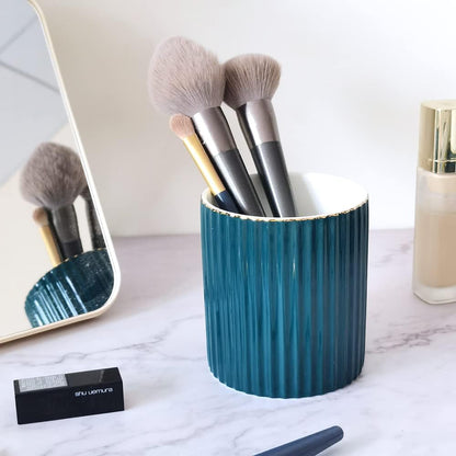 CROWNOS Pen Holder for Desk, Ceramic Pencil Cup Office Desk Organizer, Makeup Brush Holder, Green