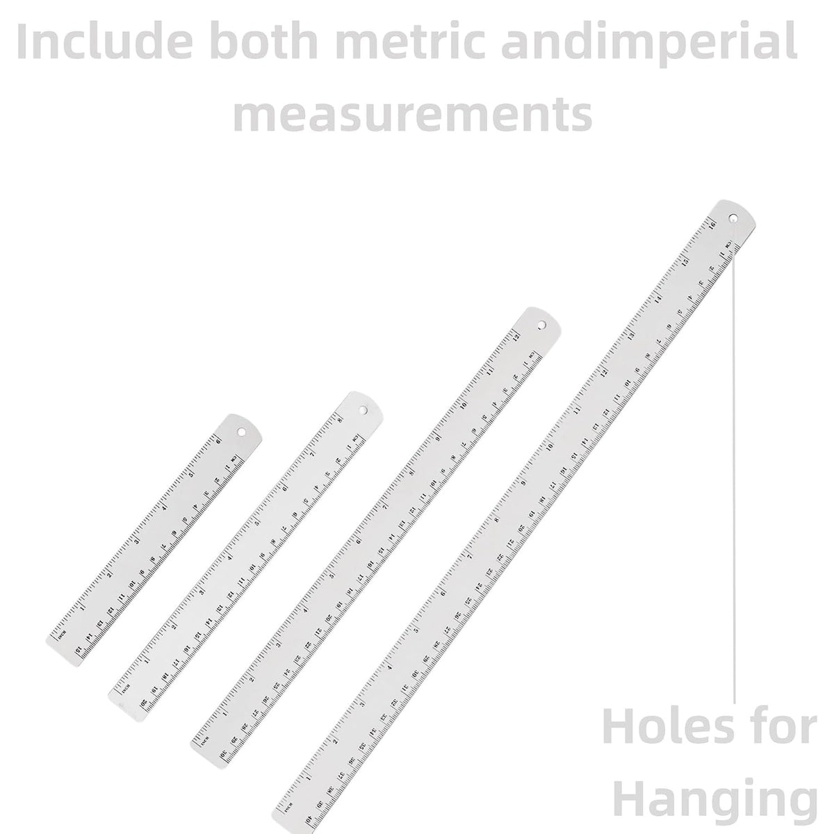 Unjoo Stainless Steel Ruler 2-Pack, 6", 12", (15cm,30cm) Dual Scale Ruler