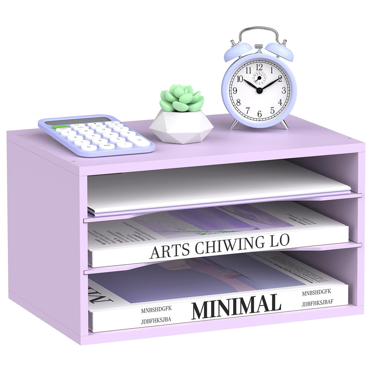 3 Tier Wood Desk Organizer, Mail Sorter and Paper Organizer for Desk, Black