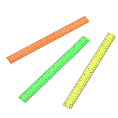 8pcs Color Transparent Ruler Plastic Rulers,Ruler 12 Inch with Inch and Metric Graduations,Suitable for Engineering Drawings and Offices Family.