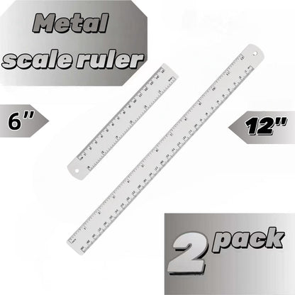 Unjoo Stainless Steel Ruler 2-Pack, 6", 12", (15cm,30cm) Dual Scale Ruler