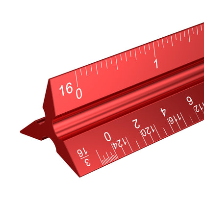 Rena Chris Architectural Scale Ruler: 12" Imperial Aluminum Alloy Metal Architecture Measuring Tools, Engineering Drafting Construction Drawing Blueprints Triangular Architect Scaling Rulers 12 Inches