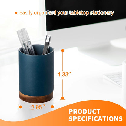 Ceramic Pen Holder for Desk, Pencil Cup, (Royal Blue, Set / 1)