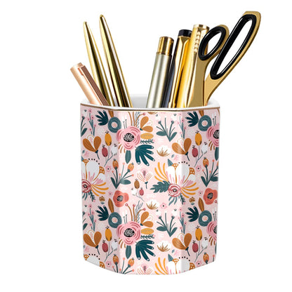Ceramic Marble Pen Holder, Cute Stationery Holder for Office, Makeup Brush Holder for Girl Women, Colorful Green
