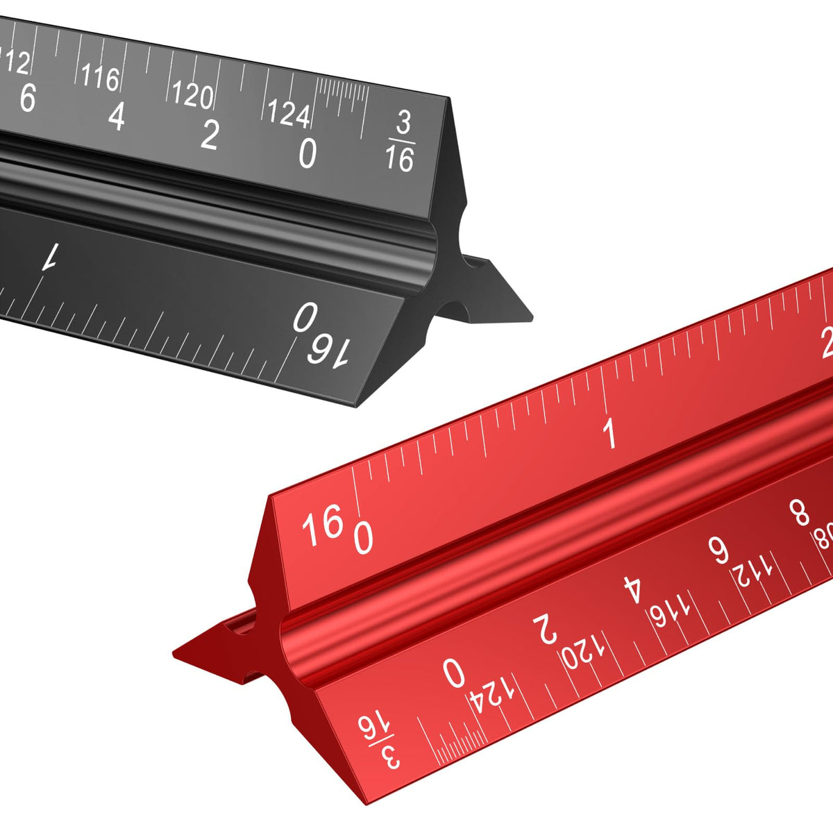 Rena Chris Architectural Scale Ruler: 12" Imperial Aluminum Alloy Metal Architecture Measuring Tools, Engineering Drafting Construction Drawing Blueprints Triangular Architect Scaling Rulers 12 Inches