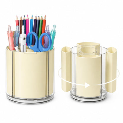 360° Rotating Pen Holder for Desk Adjustable Pencil Organizer, Gray-White