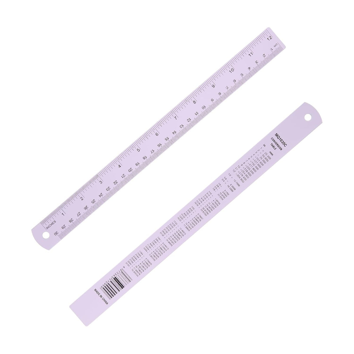 PATIKIL 30cm/12 inch Metal Ruler, Aluminum Alloy Metric Ruler with Inches and Centimeters Precision Measuring for Office Engineering Drafting, Purple