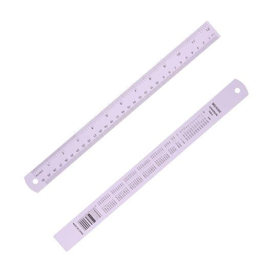 PATIKIL 30cm/12 inch Metal Ruler, Aluminum Alloy Metric Ruler with Inches and Centimeters Precision Measuring for Office Engineering Drafting, Purple