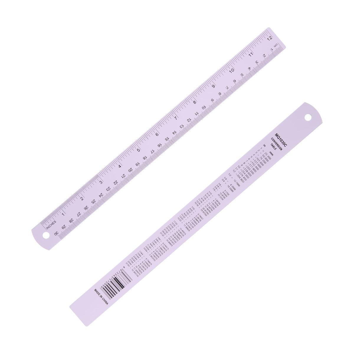 PATIKIL 30cm/12 inch Metal Ruler, Aluminum Alloy Metric Ruler with Inches and Centimeters Precision Measuring for Office Engineering Drafting, Purple