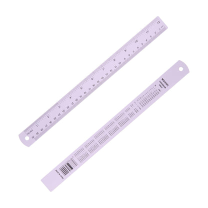 PATIKIL 30cm/12 inch Metal Ruler, Aluminum Alloy Metric Ruler with Inches and Centimeters Precision Measuring for Office Engineering Drafting, Purple