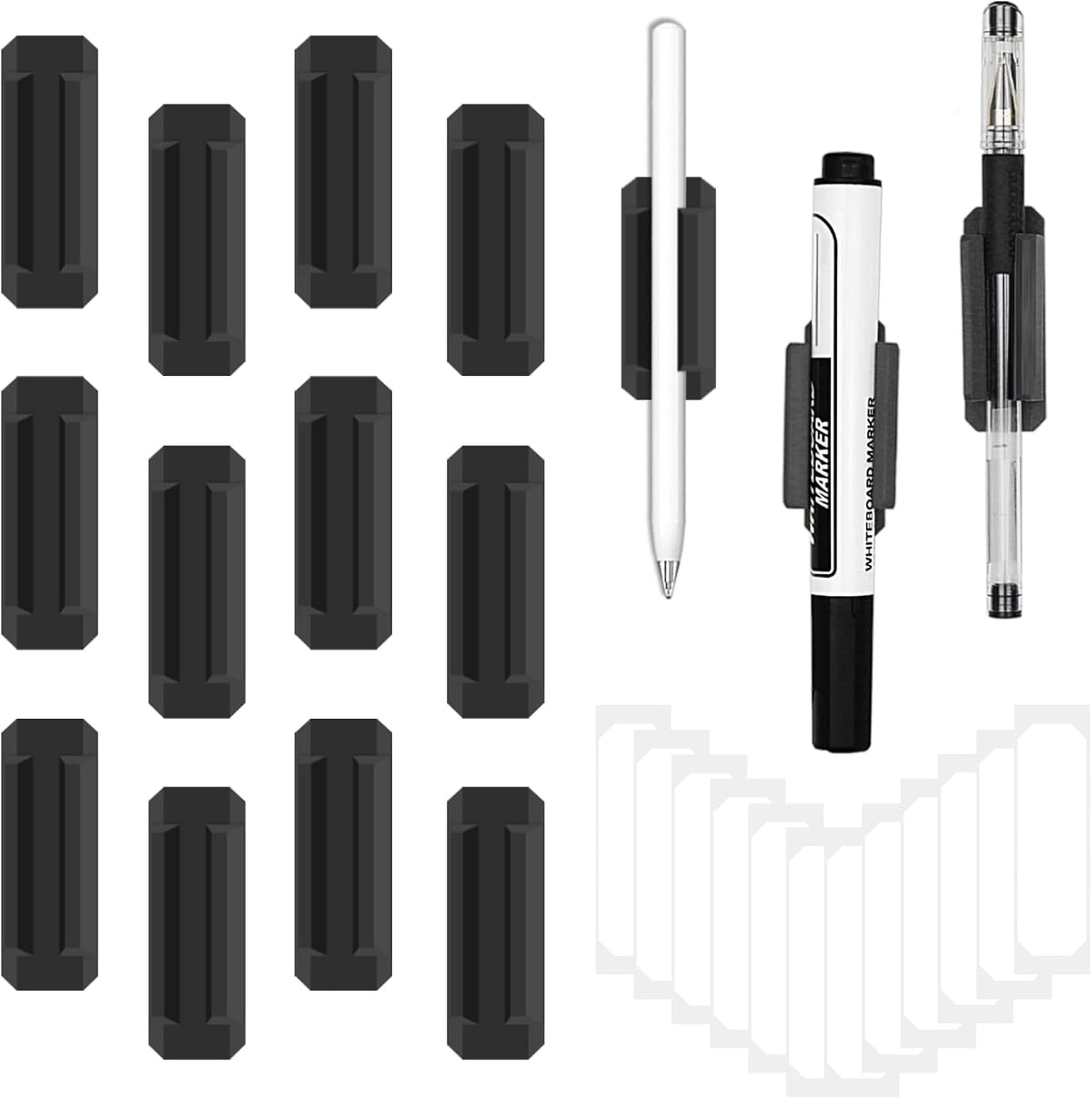 12 Pack Silicone Pen Holder/Pencil for Desk with 12 Extra Adhesive Stickers