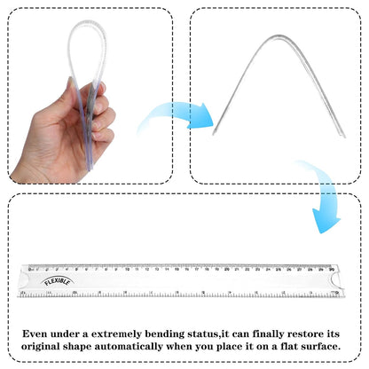 Grevosea 2 PCS Flexible Ruler 12 Inch Bendable Clear Plastic Ruler