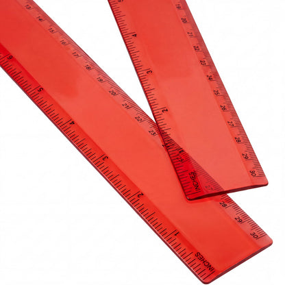 EBOOT 2 Pack Plastic Ruler Straight Clear Measuring Tool, Pink, 12 Inch